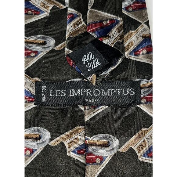 Les Impromptus Paris Silk Men's Green Tobacco Ashtray Car Tie‎ - Picture 3 of 4